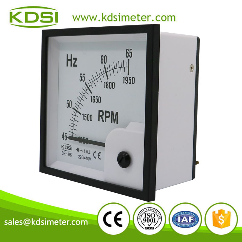 High quality BE-96 HZ+RPM meter 45-65HZ+RPM analog frequency rpm meter